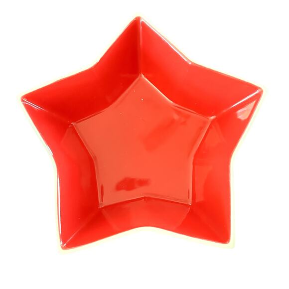 Crate & Barrel Star Shaped Ceramic Dish Red and White - Picture 1 of 3